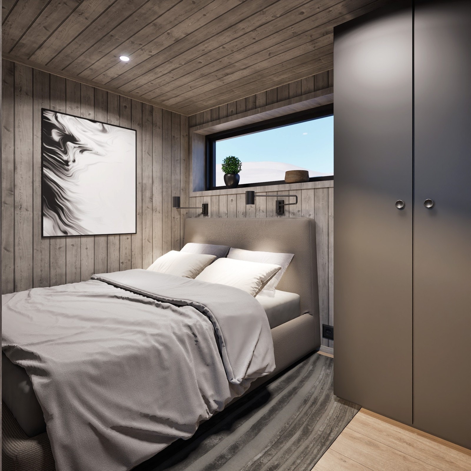 Illustrasjon av soverom, hytte nr 3 Galleribilde