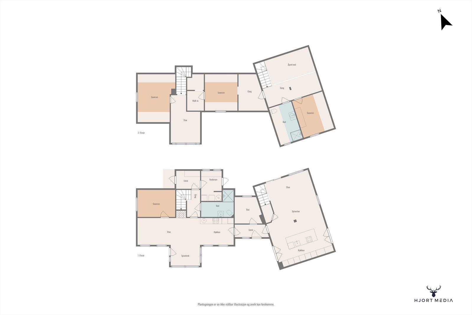 Plantegning begge etasjer Galleribilde