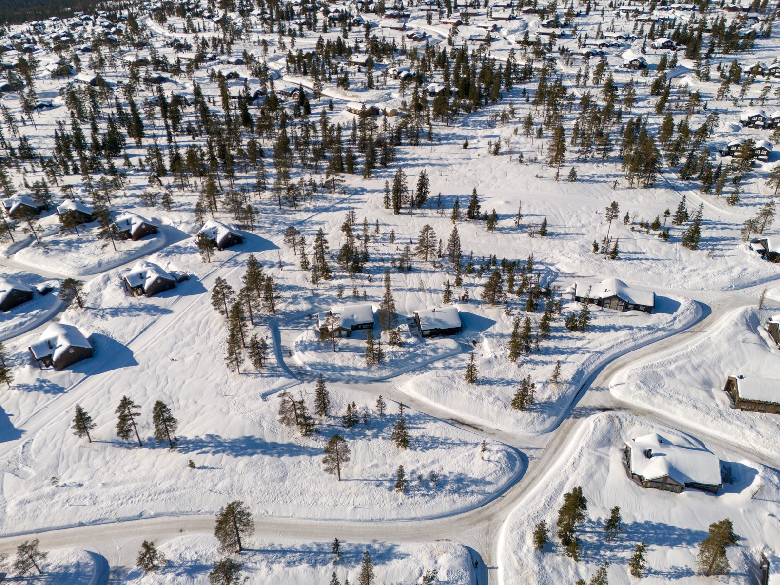 Drone bilde over tomtene. Galleribilde
