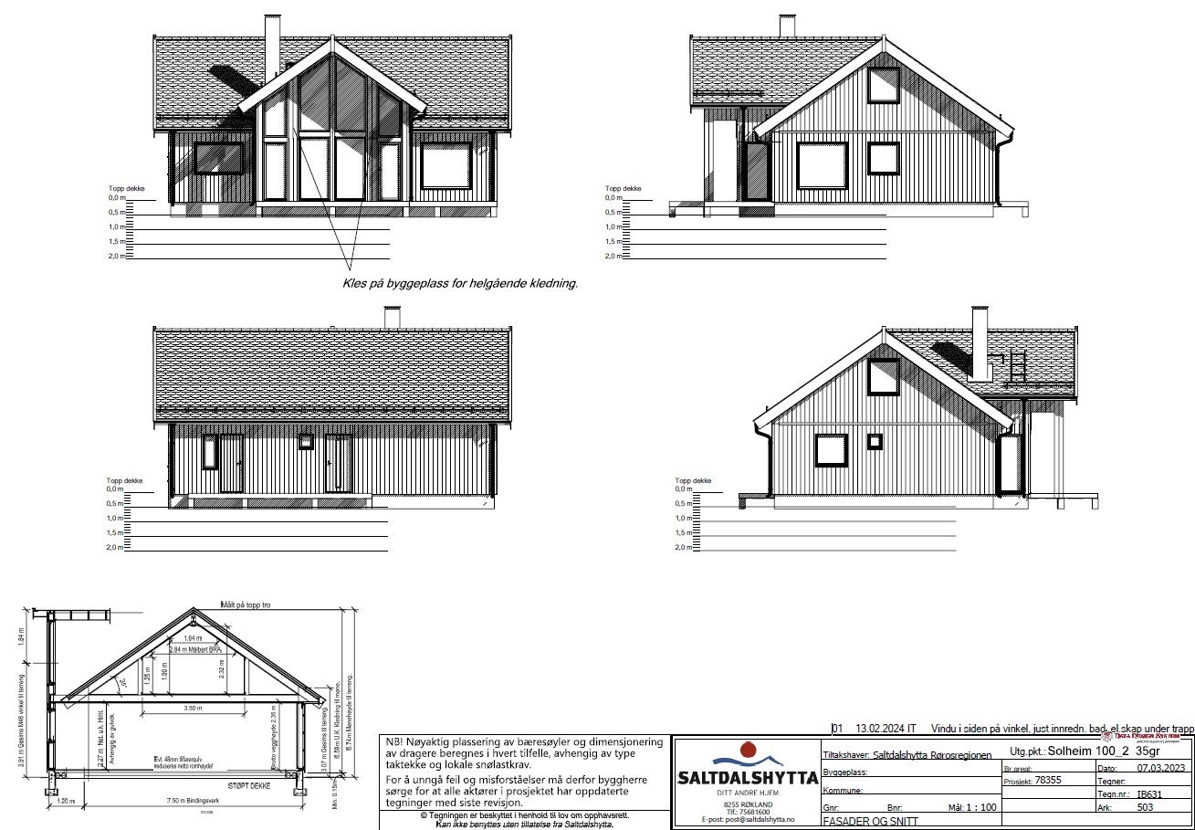 Fasade og snitt. Galleribilde