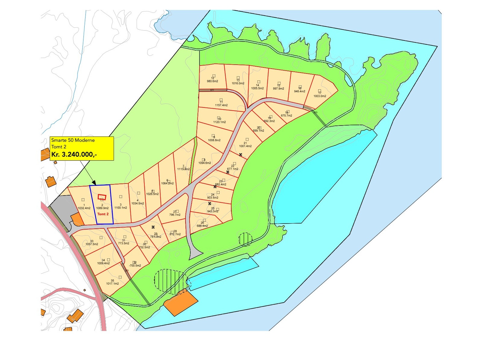 Tomtekart over Raudnes - m tomt 2 Galleribilde