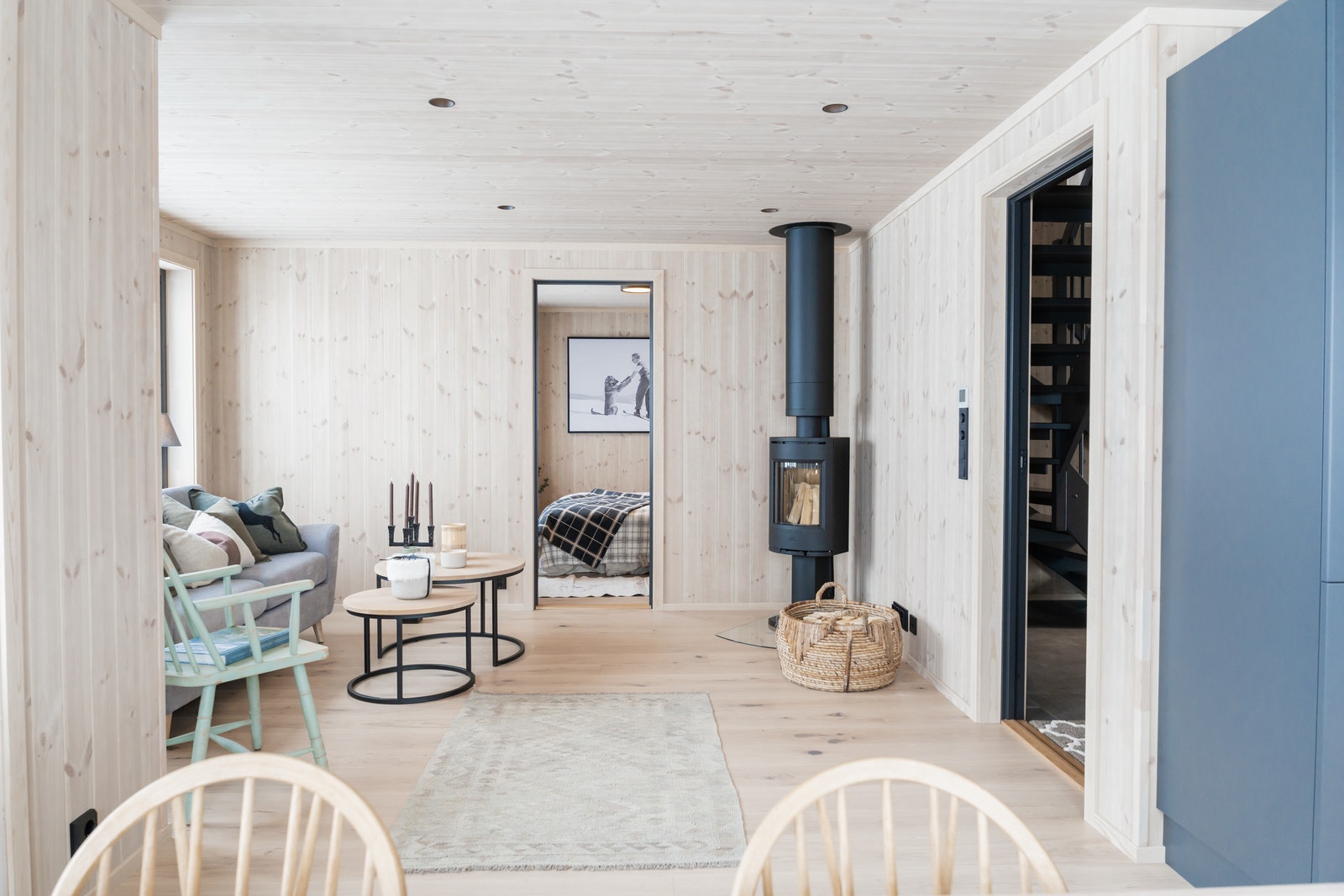 Foto fra visningshytte. Stue hyttetype A Galleribilde