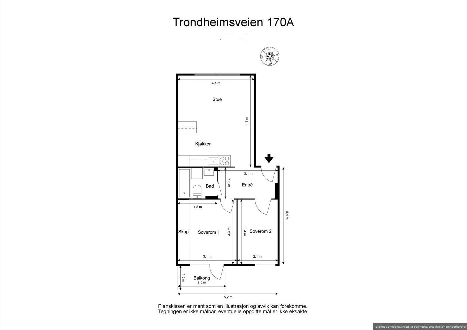 Alternativ planløsning. Megler ikke har undersøkt tekniske løsninger for endringene i alternativ planløsning. Galleribilde