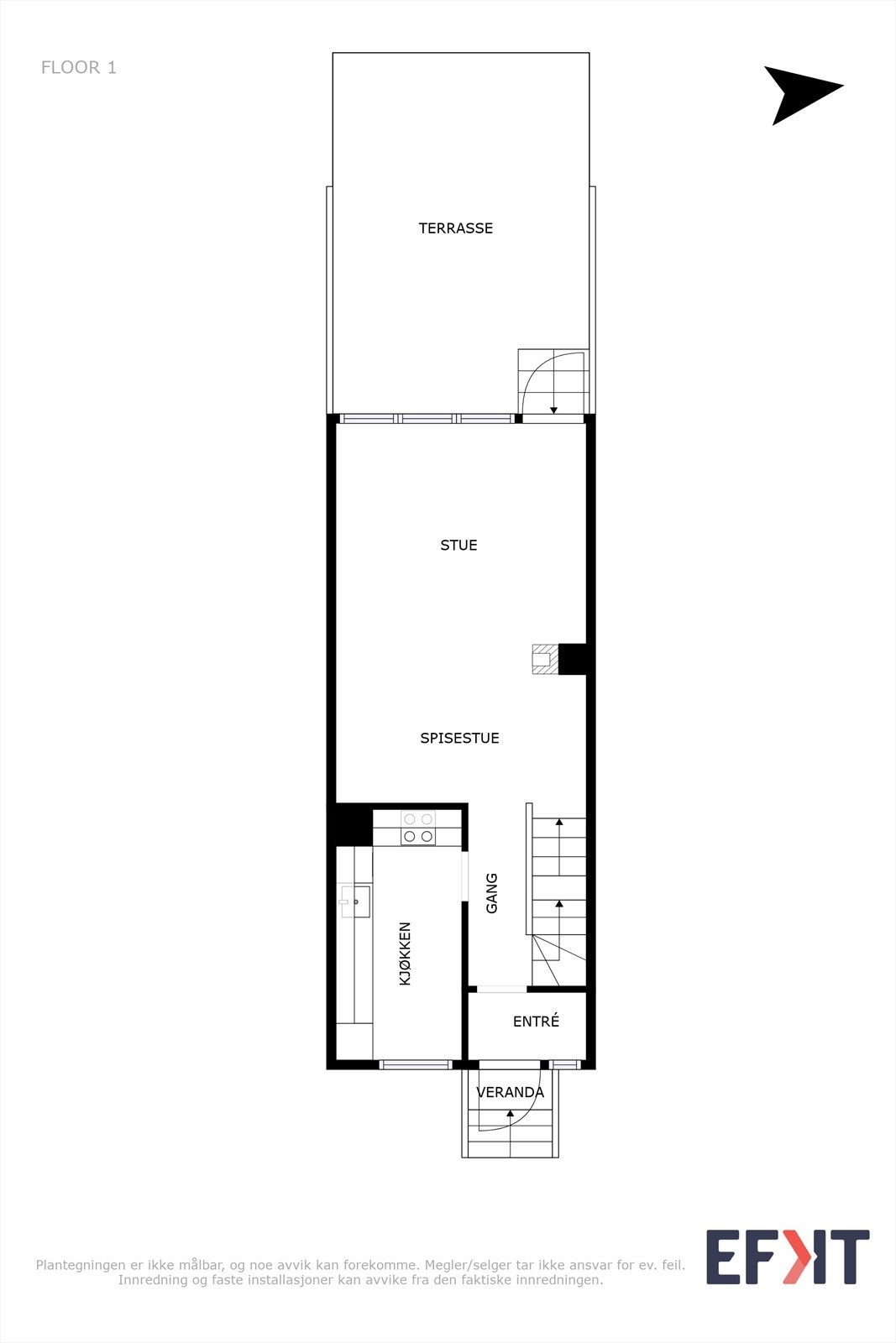 1. etg. har separat stue og kjøkken som enkelt kan endres til en åpen løsning om man skulle ønske dette. Galleribilde