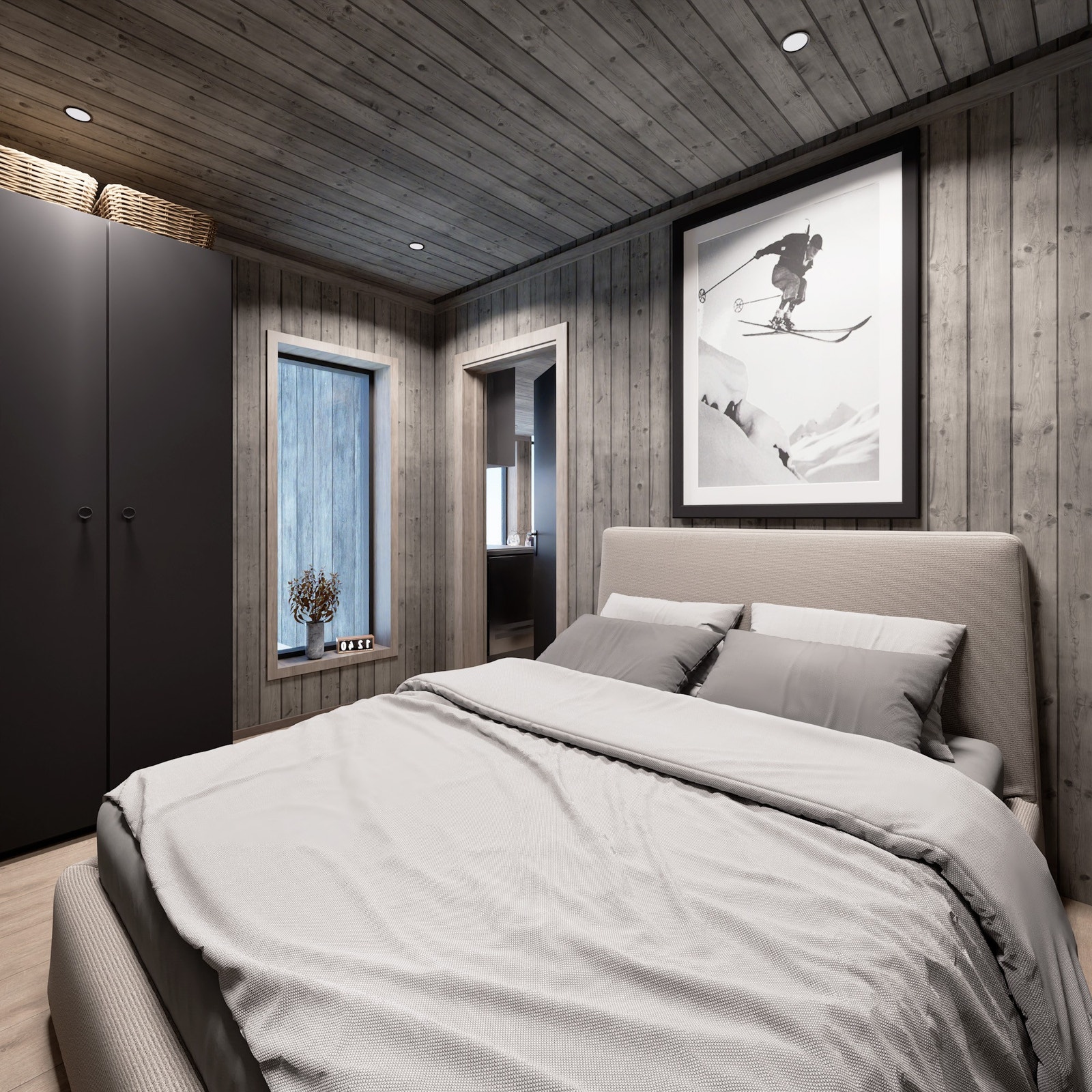 Illustrasjon av soverom, hytte nr 4 Galleribilde