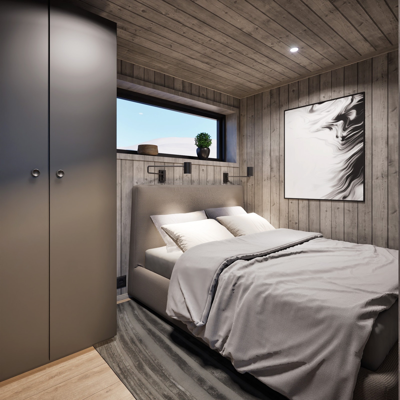 Illustrasjon av soverom, hytte nr 4 Galleribilde