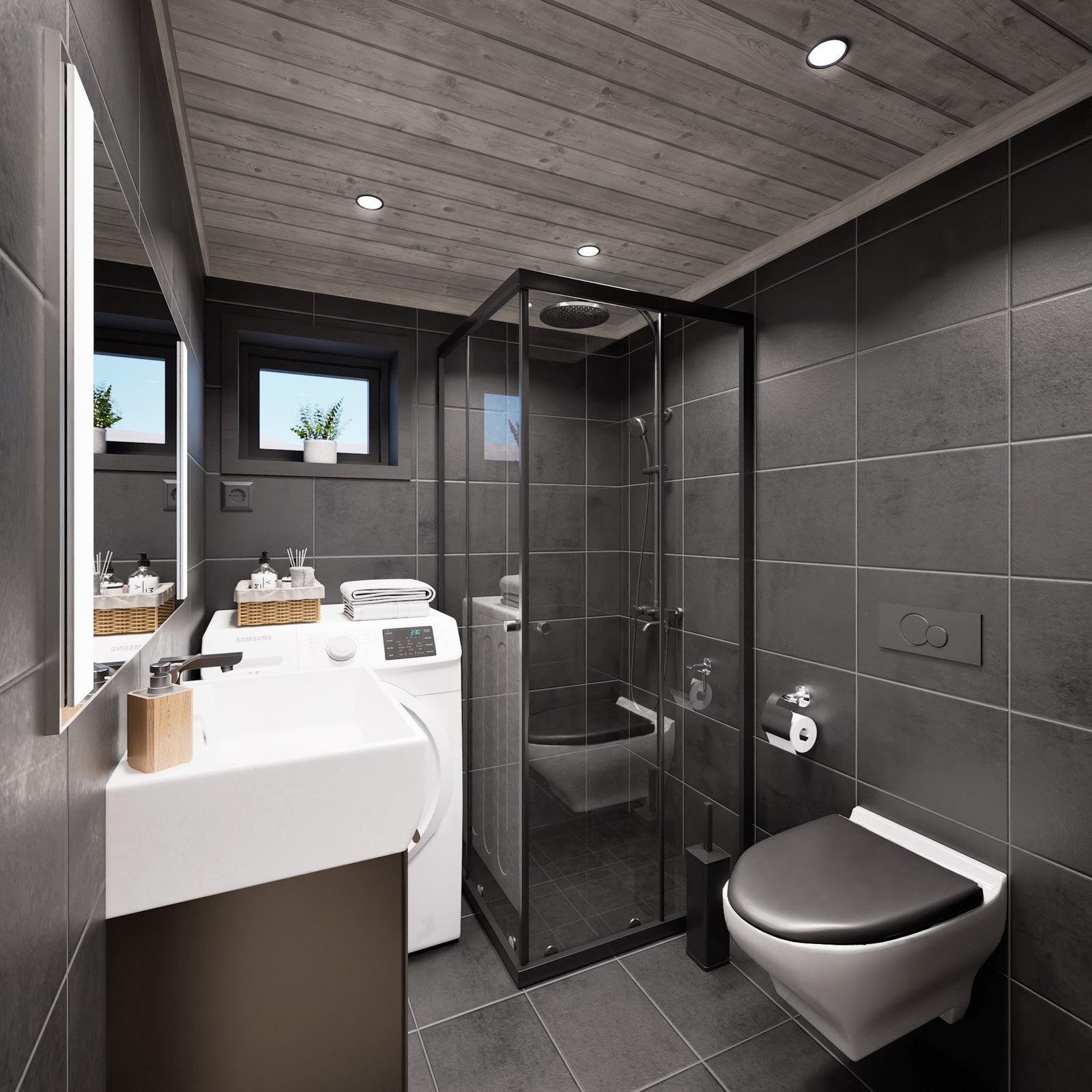 Illustrasjon av bad, hytte nr 4 Galleribilde