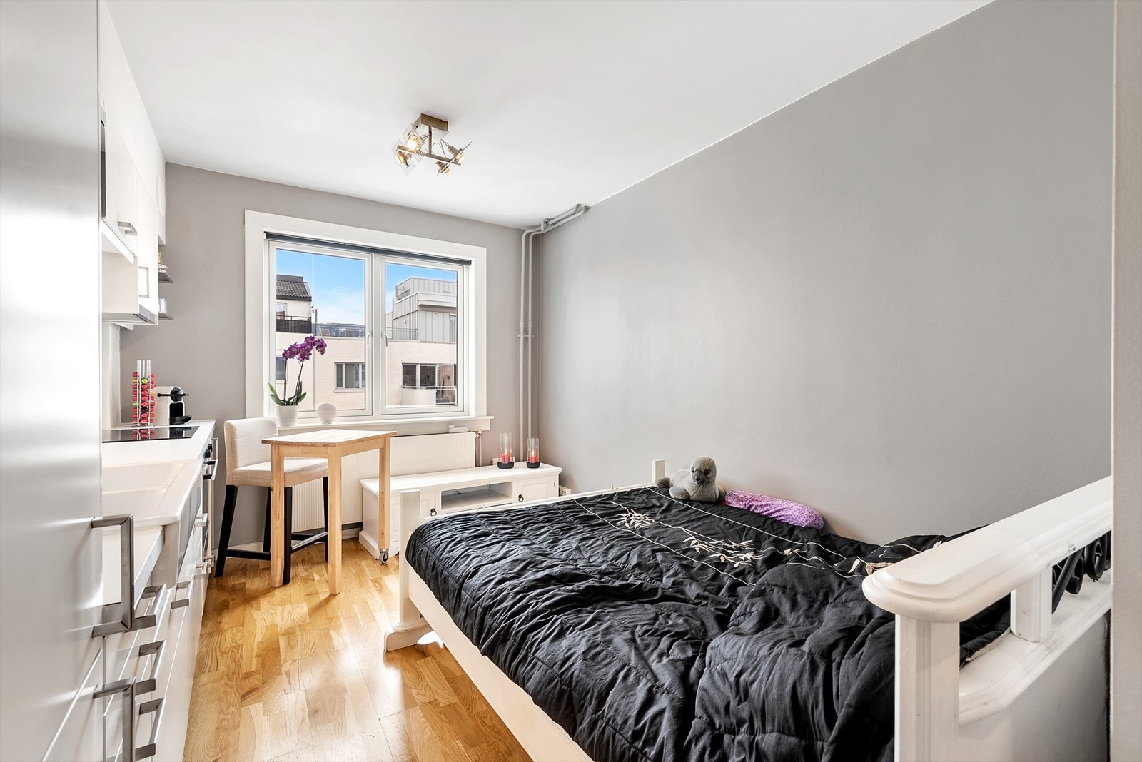 Hyggelig 1-roms leilighet med plass for seng/sofa/sovesofa. Passer perfekt som førstegangskjøp/pendlerbolig. Galleribilde