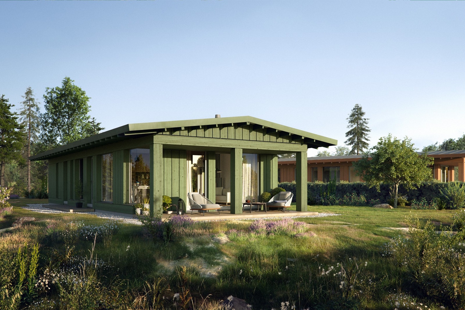 Illustrasjon Sommer Vy3 som også kan bygges på flere av tomtene på Borteid Galleribilde