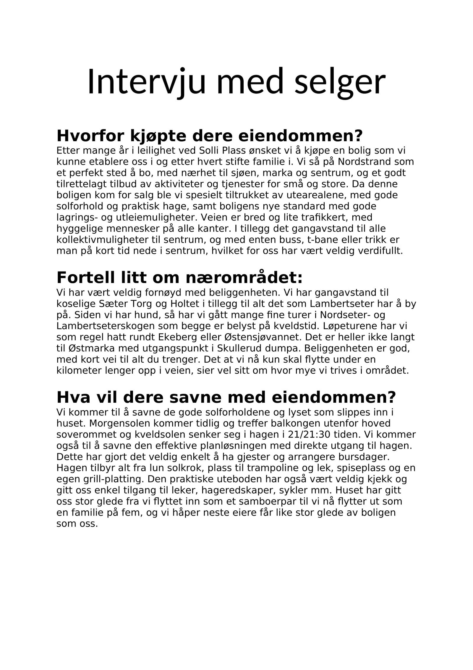 Intervju med selger Galleribilde