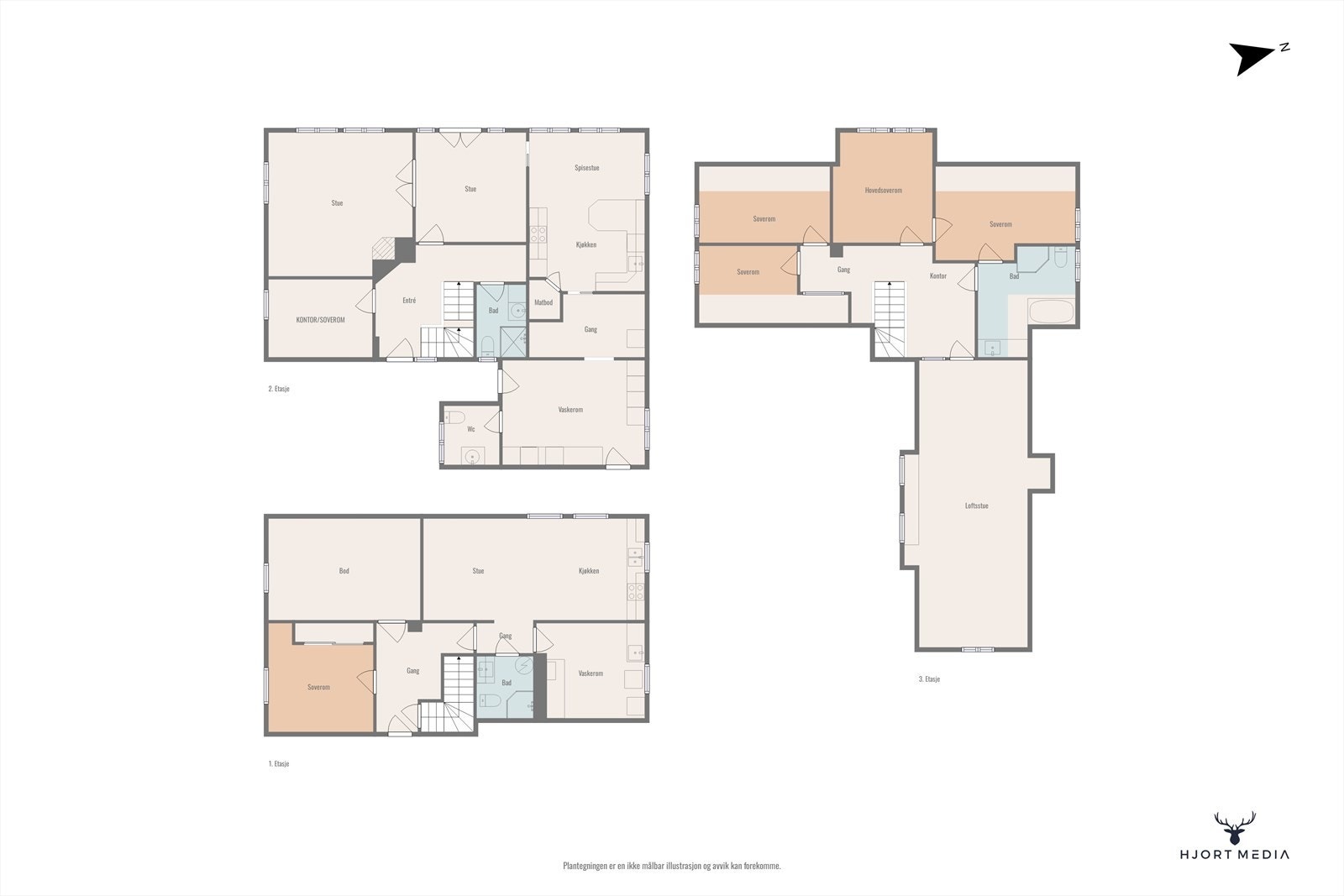 Plantegning alle etasjer. Galleribilde