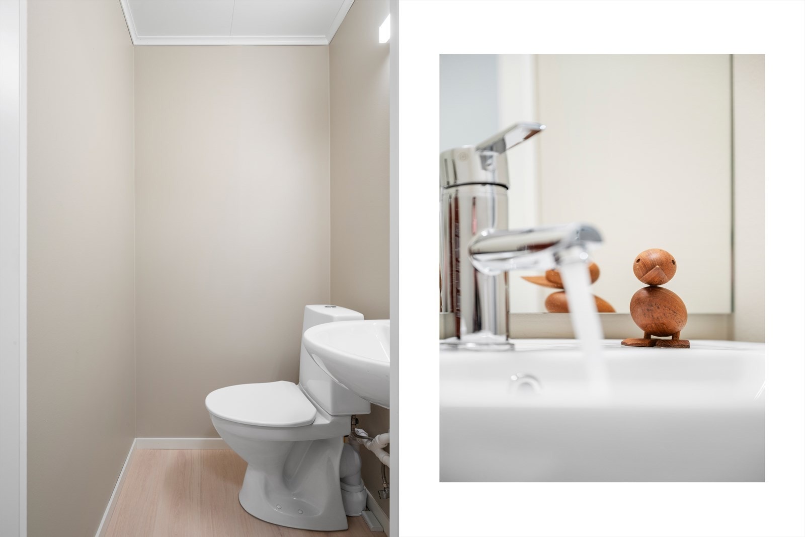 Separat toalettrom vegg i vegg med badet. Galleribilde