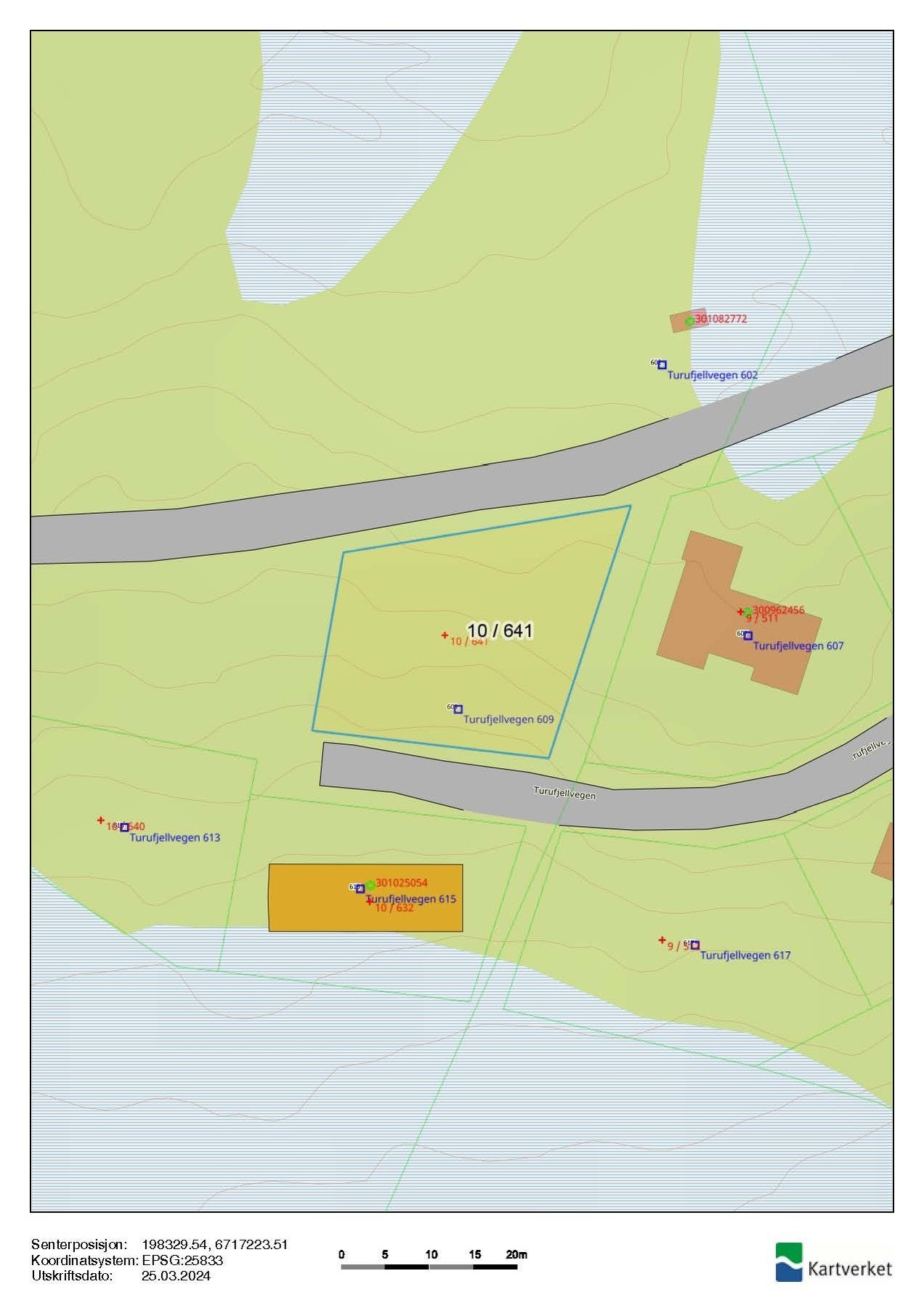 Utsnitt fra kartverket, tomt H294 Galleribilde