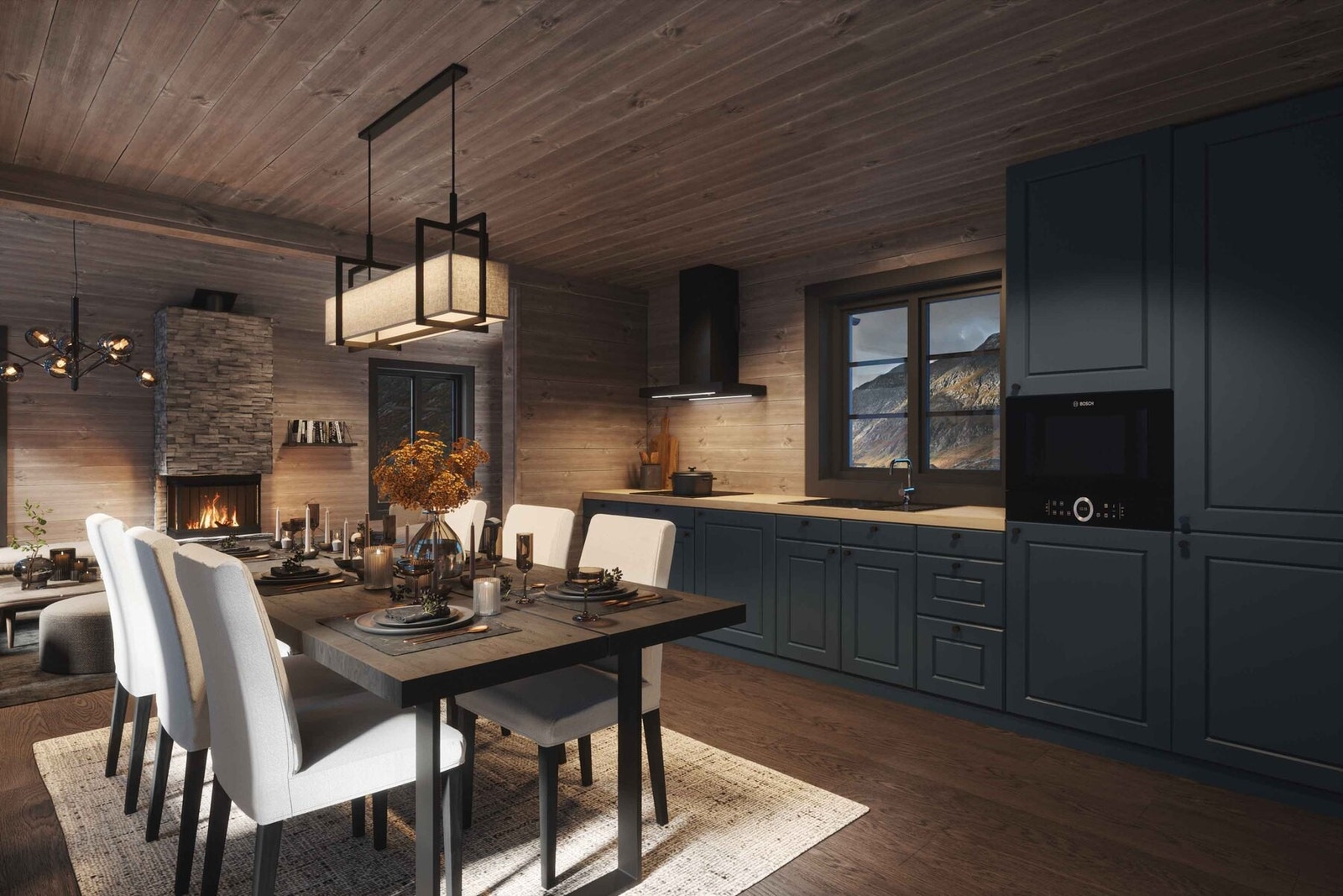 God plass til familie og venner.
Illustrasjon spisestue/kjøkken. Galleribilde