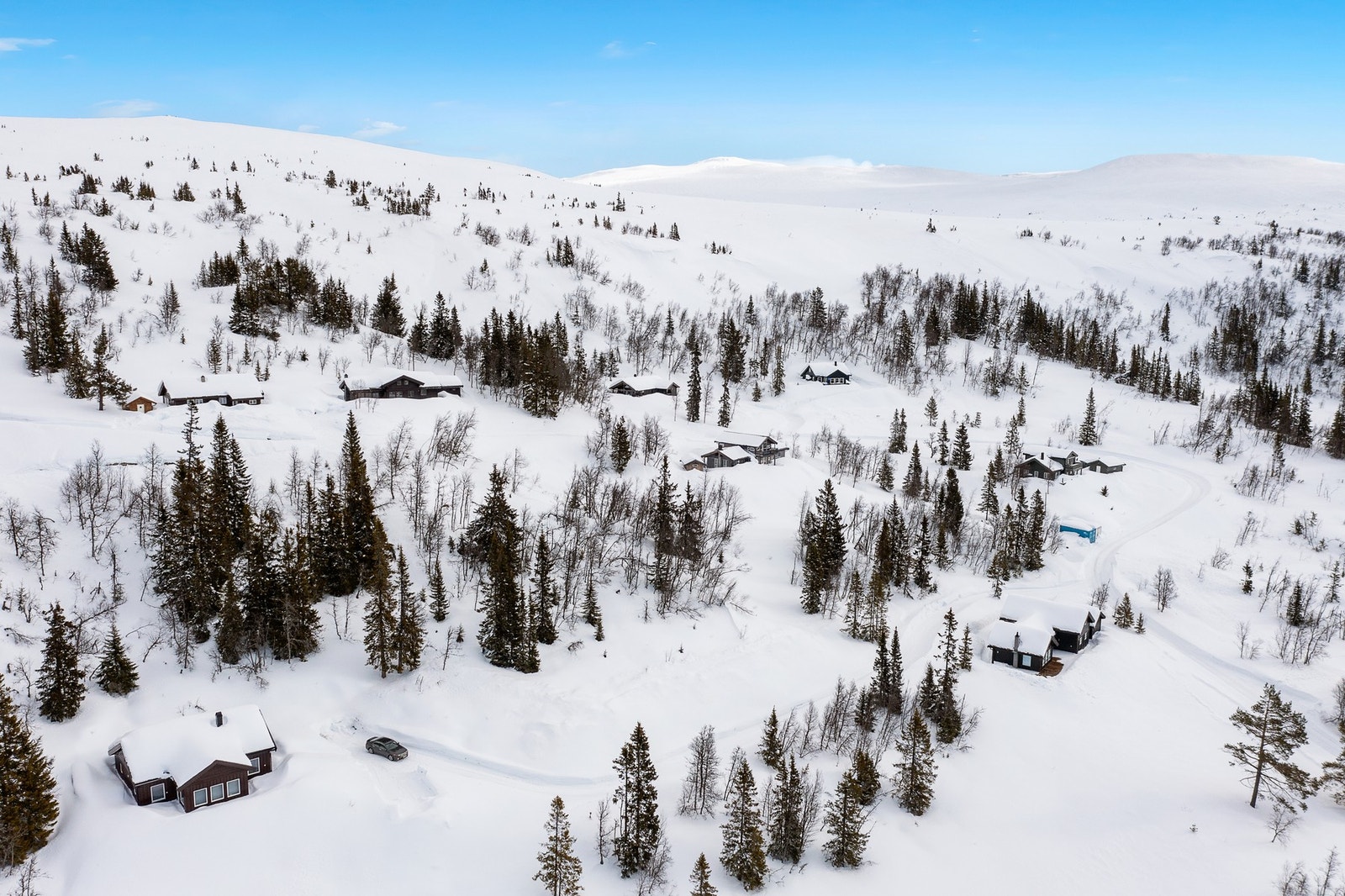 Området har langrennsløyper oppe på fjellet, eller nede i dalen. Galleribilde