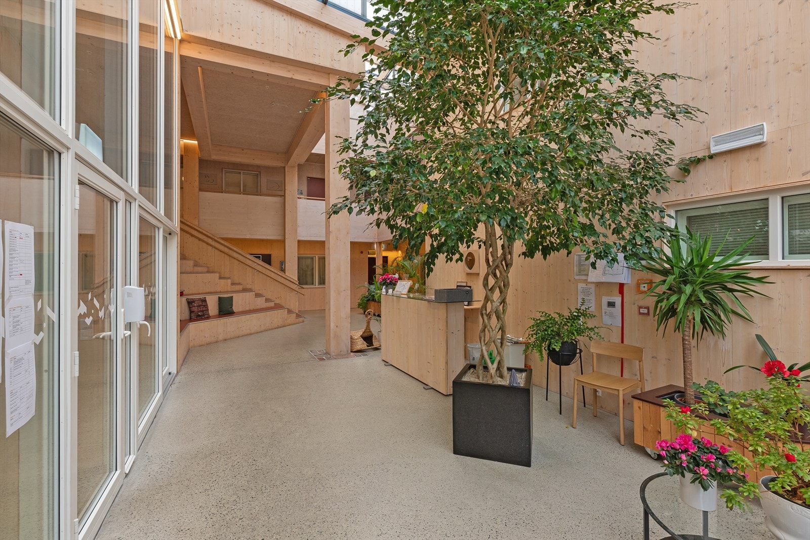 Amfiet er også et flott fellesareal. Her kan du sitte i trappene å lese en bok og tilfeldig møte dine naboer for en prat Galleribilde