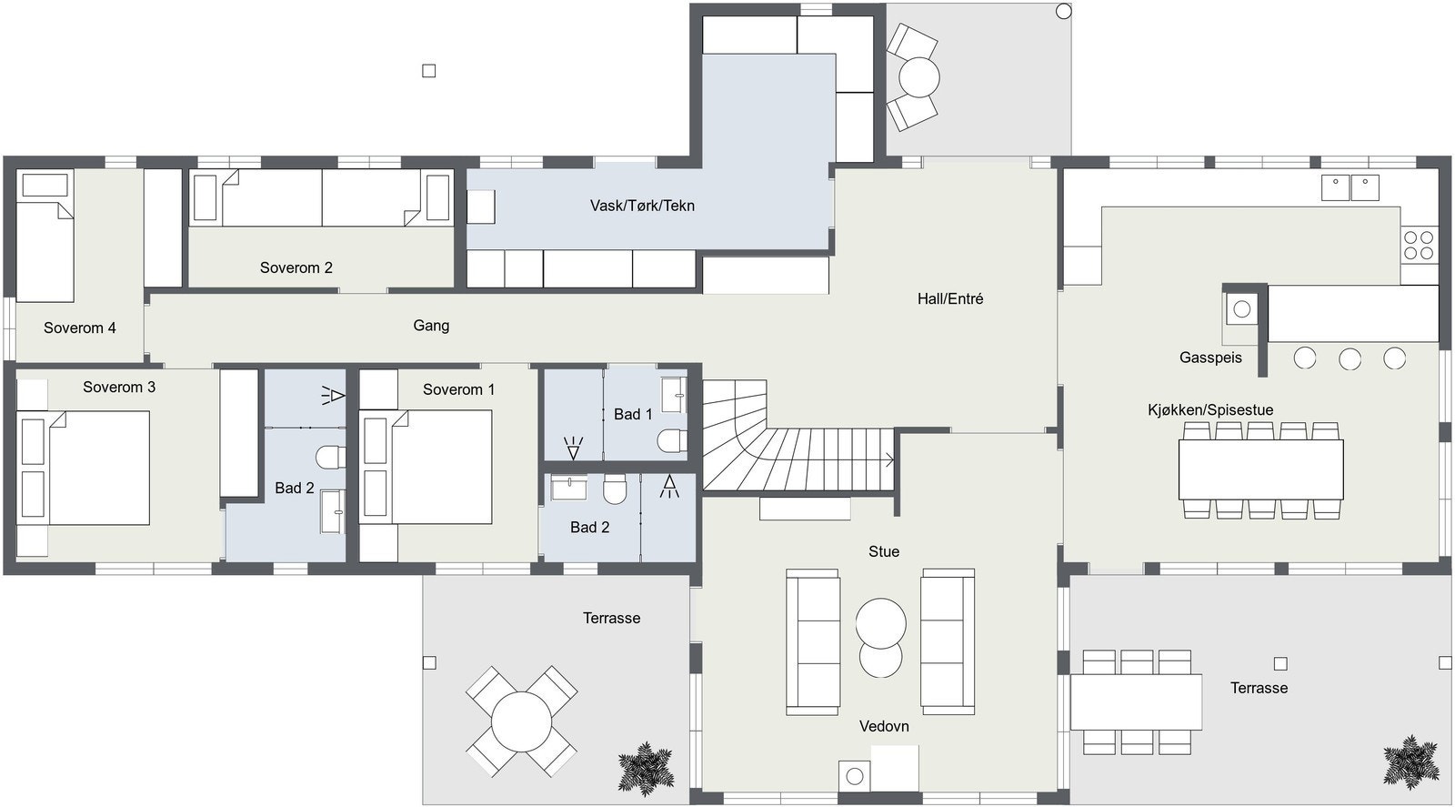 Plan 1 hovedhytte Galleribilde