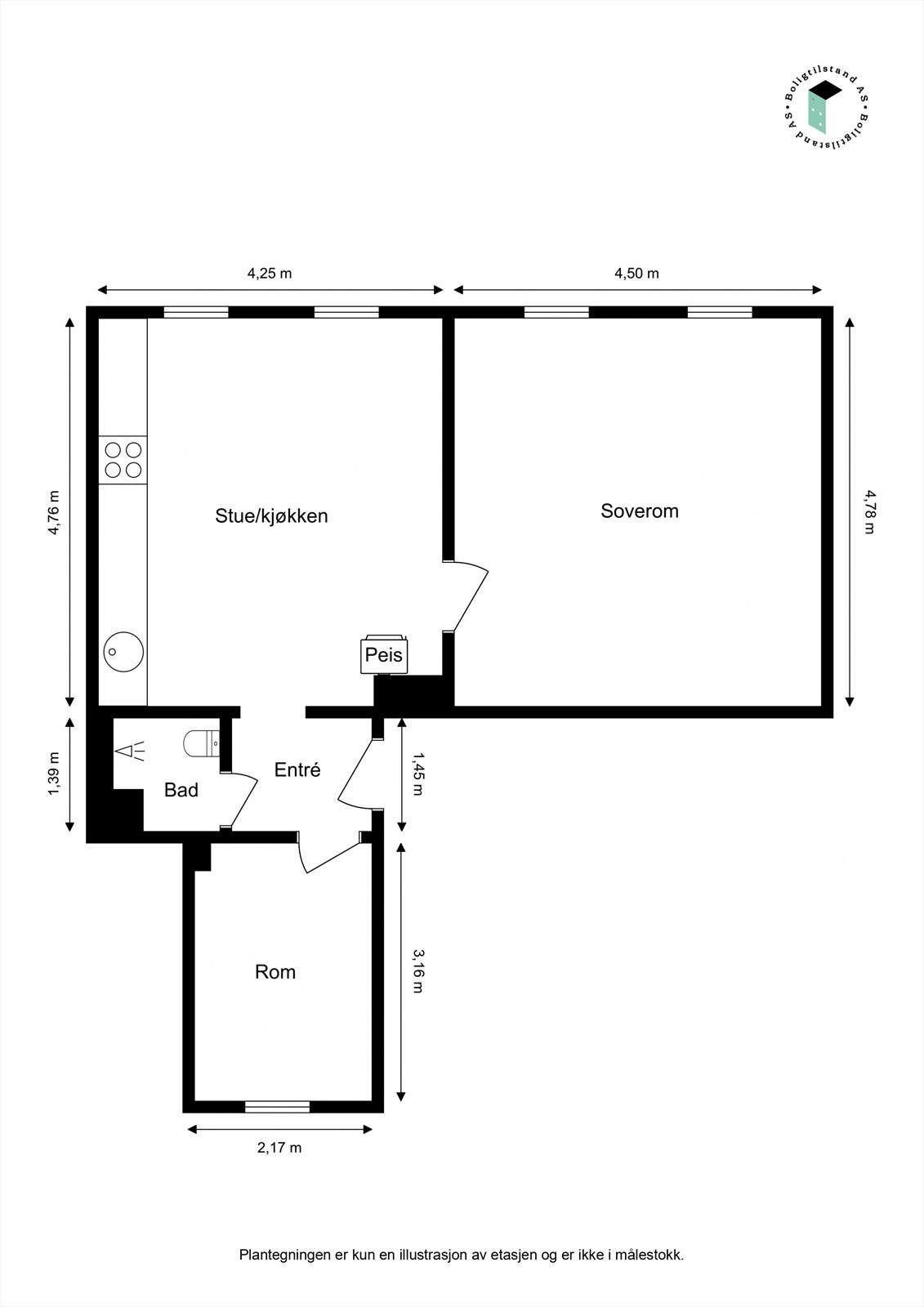 Alternativ plantegning- Tiltaket må meldes fra til kommunen. Galleribilde