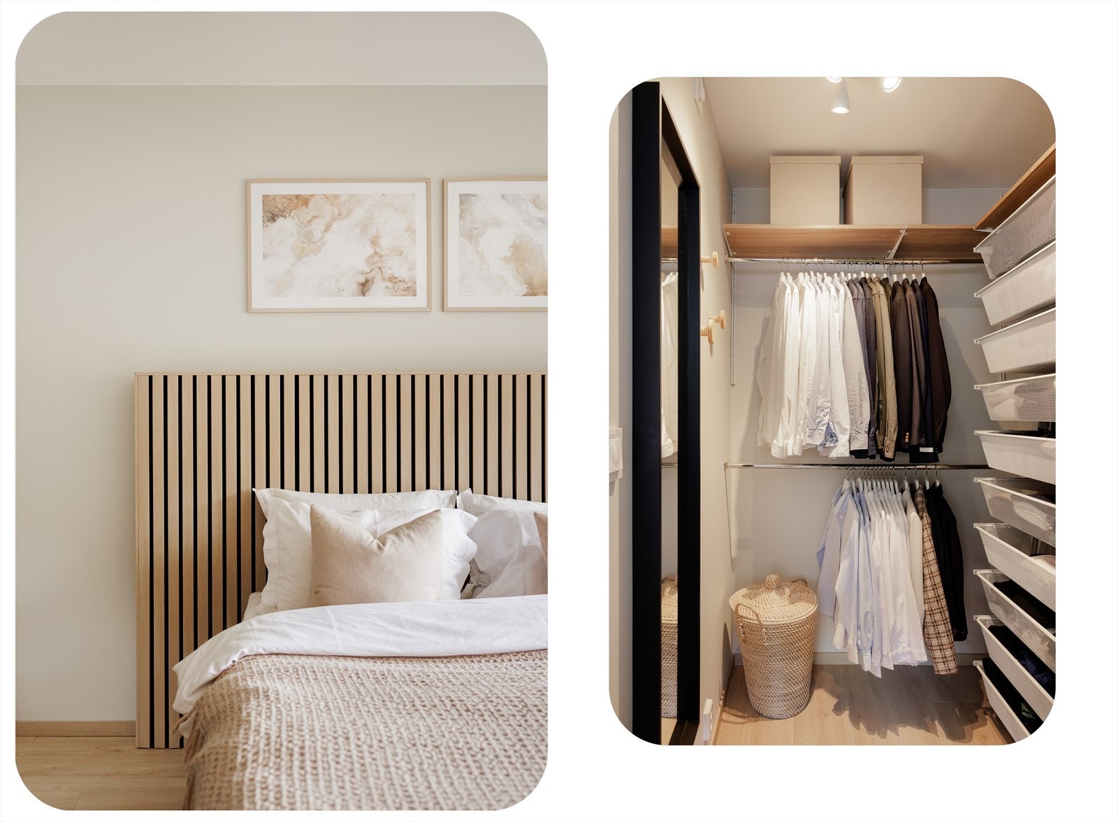 Walk-in garderobe med god plass til klær. Galleribilde