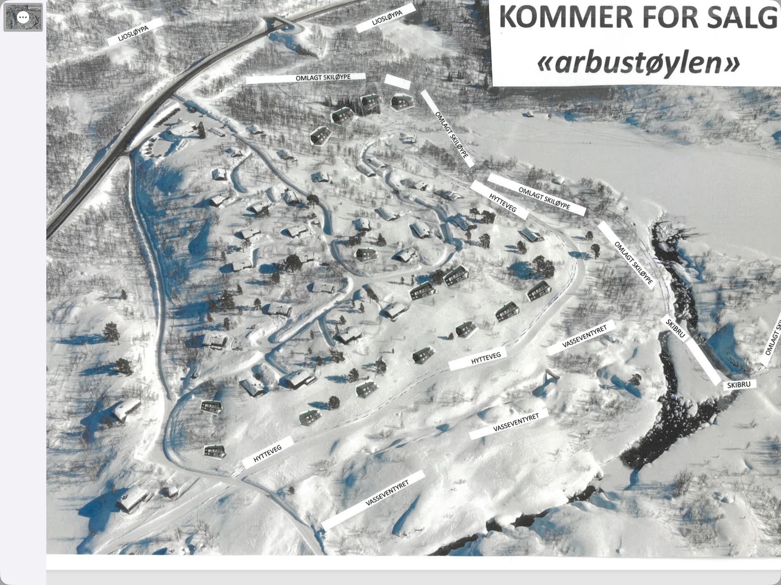 Illustrasjon av utbygging med nye hytter og infrastruktur Galleribilde