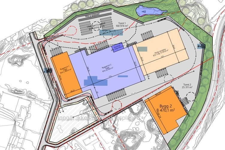 Eksempel på situasjons plan 45 000 kvm, Situasjonsplan tilpasses leietakers ønsker og behov Galleribilde
