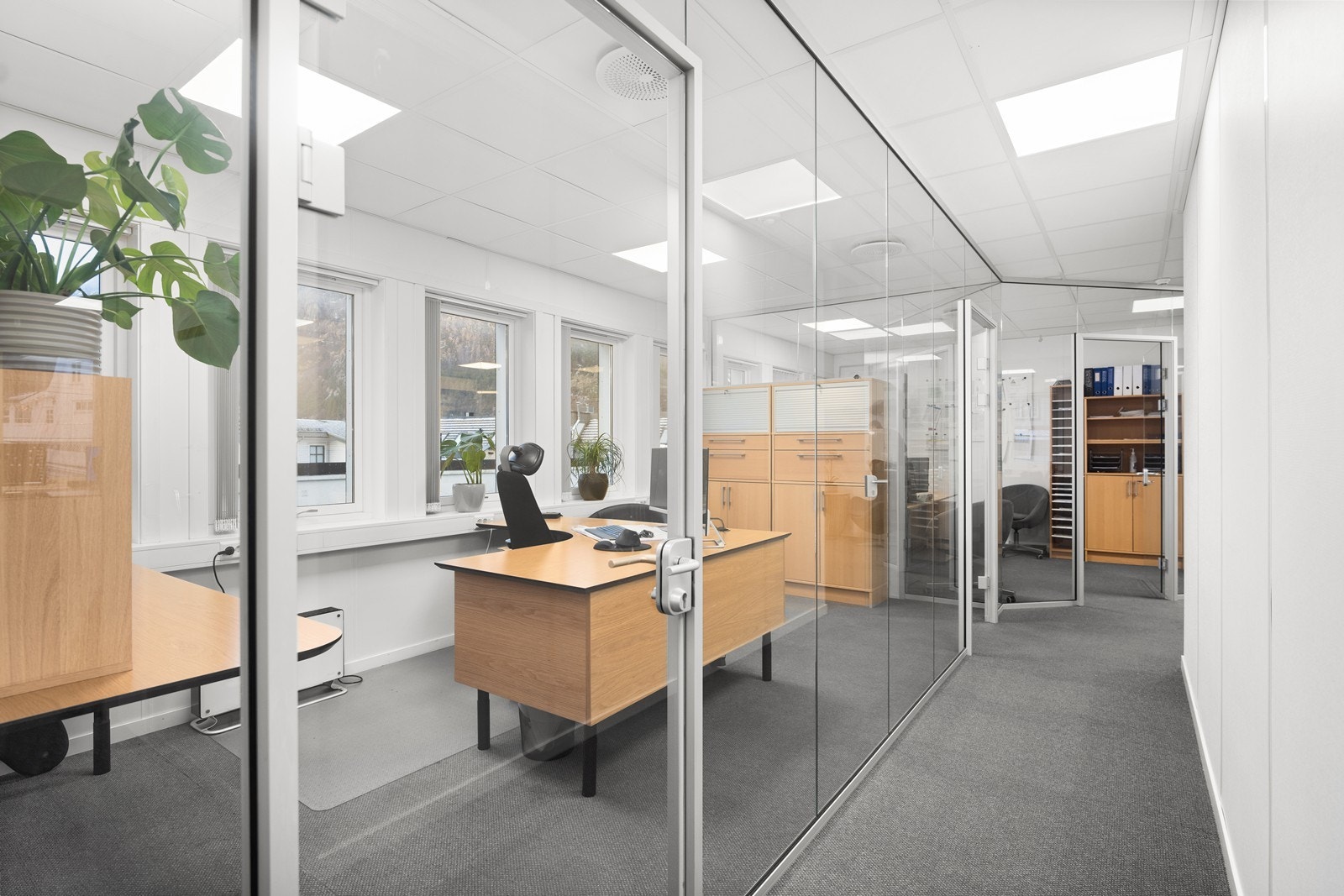 Systemhimling, veggplater og teppe på gulvet. Galleribilde