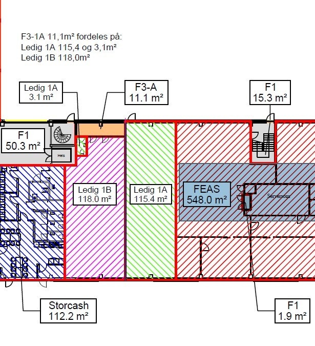 Alternativ plantegning ved avdeling av lokalet Galleribilde