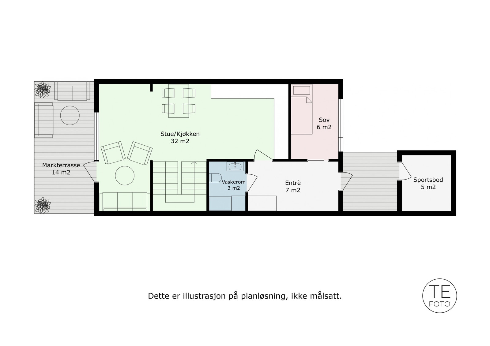 1 etasje. Alternativ 2 med 4 soverom Galleribilde