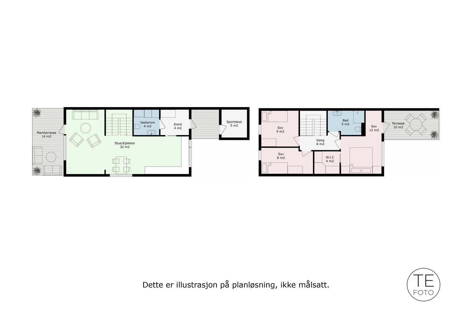 Planløsning 1. Alternativ 1 med 3 sov. Galleribilde