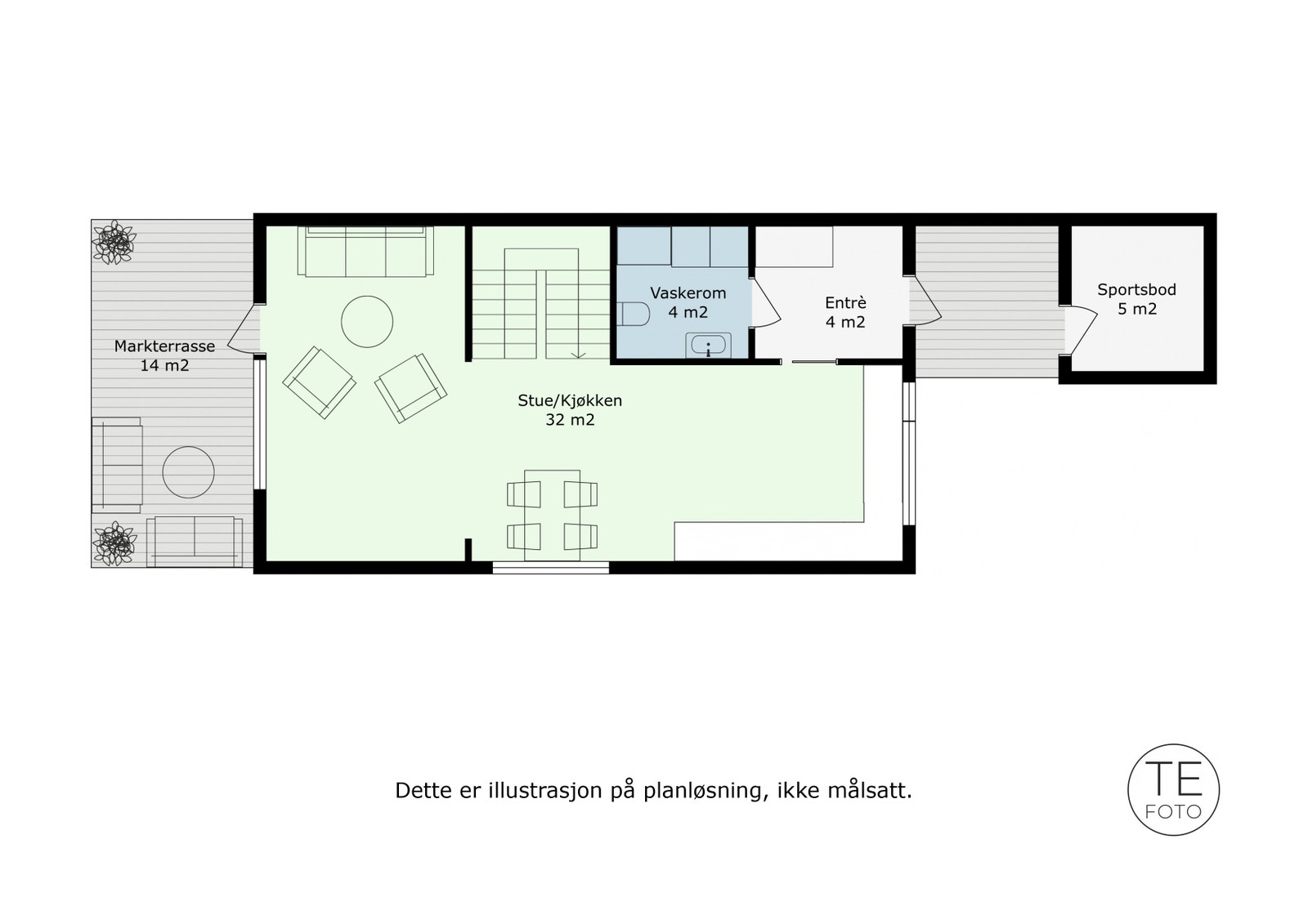 1. etasje. Alternativ 1 med 3 sov. Galleribilde