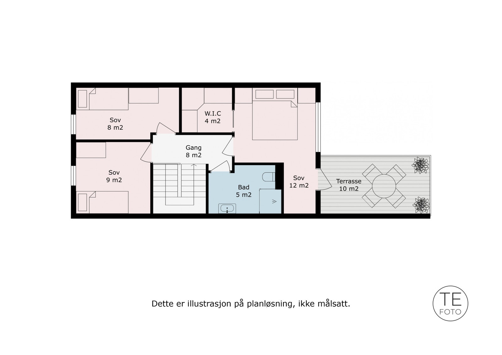 2. etasje. Alternatvi 1 med 3 soverom Galleribilde
