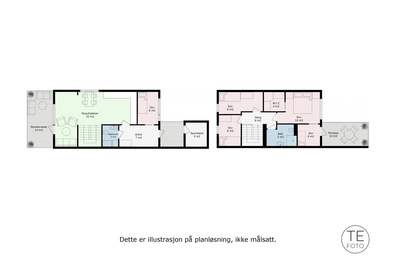 Alternativ 2 med 4 soverom. Galleribilde