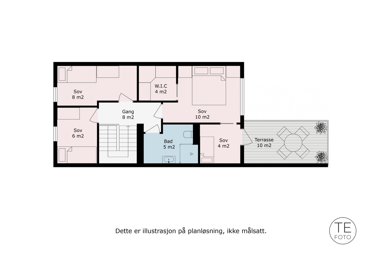 2. etasje. Alternativ 2 med 4 soverom. Galleribilde