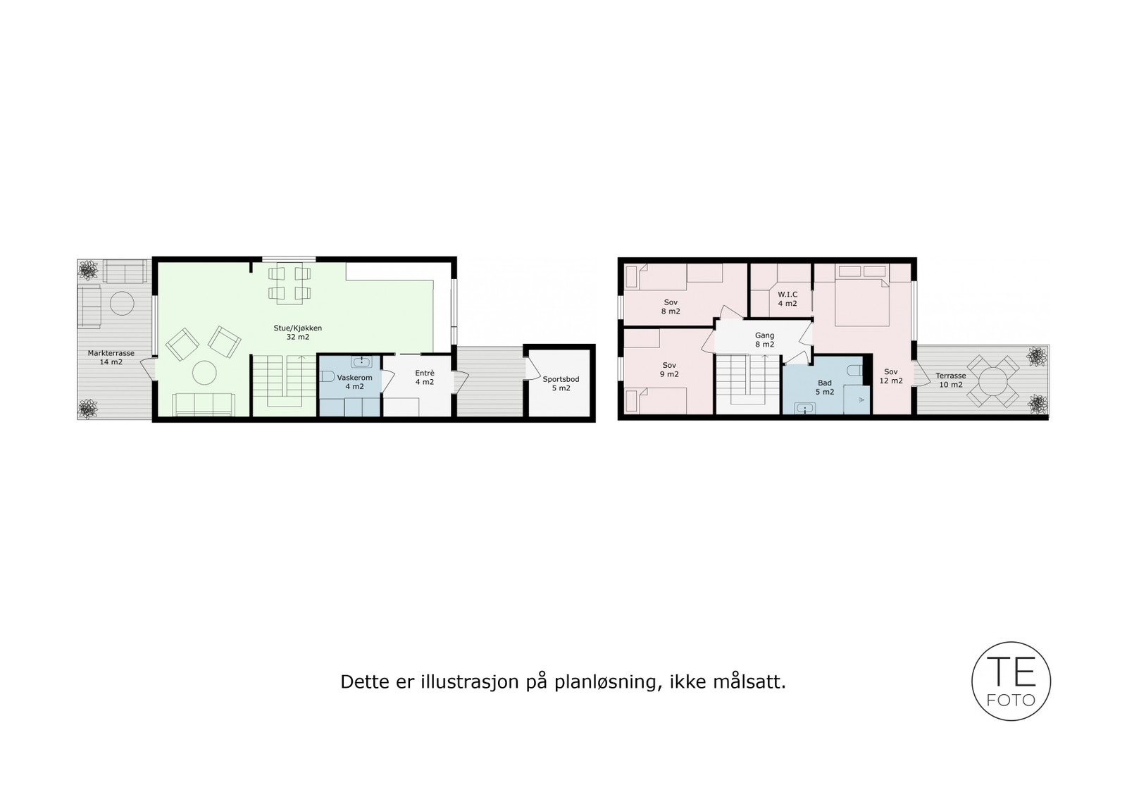 Alternativ 1 med 3 soverom Galleribilde