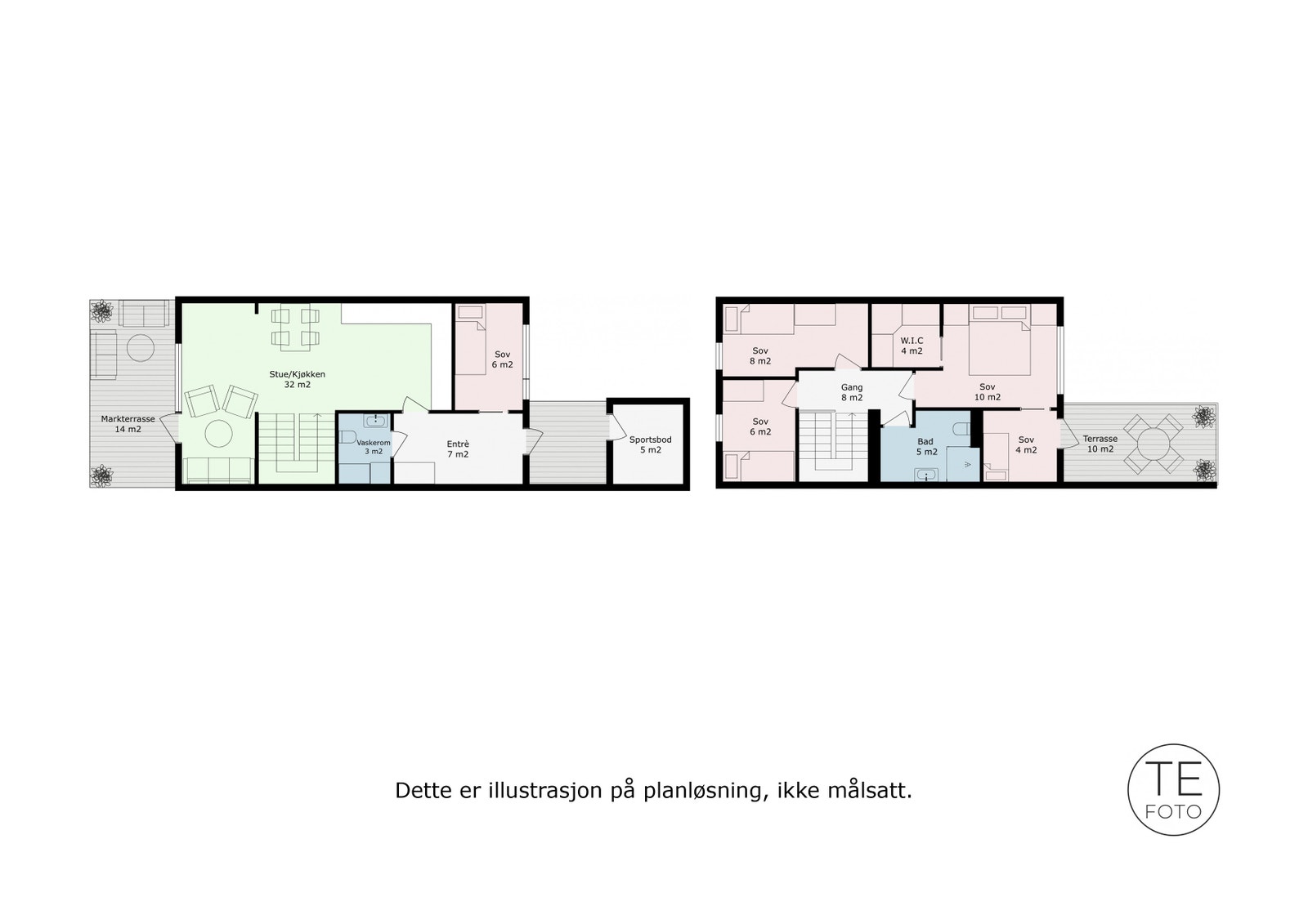 Alternativ 2 med 4 soverom Galleribilde