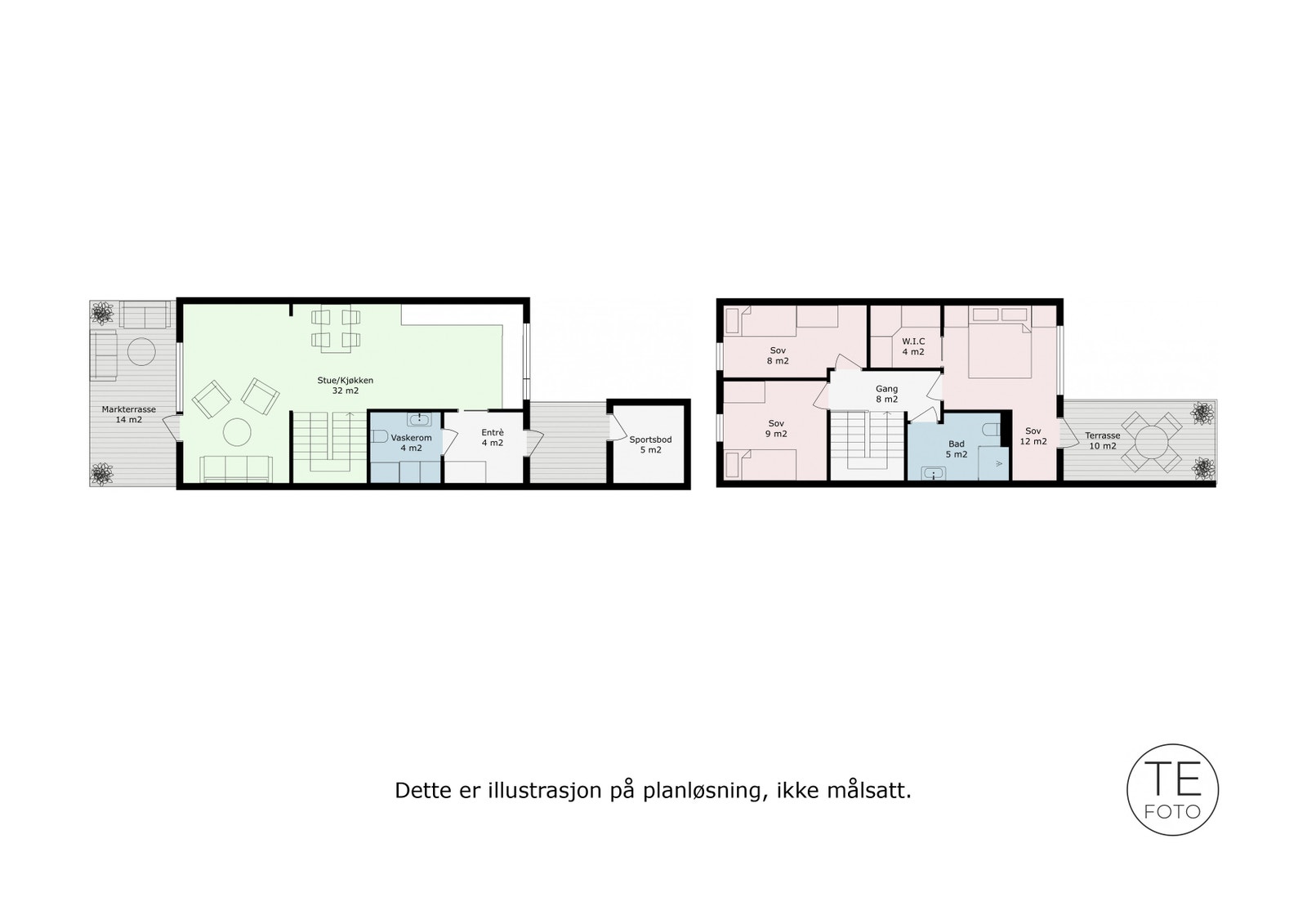 Alternativ 1 med 3 soverom. Galleribilde