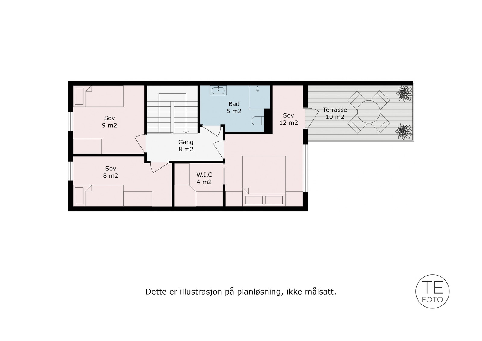 2. etasje. Alternativ 1 med 3 soverom Galleribilde
