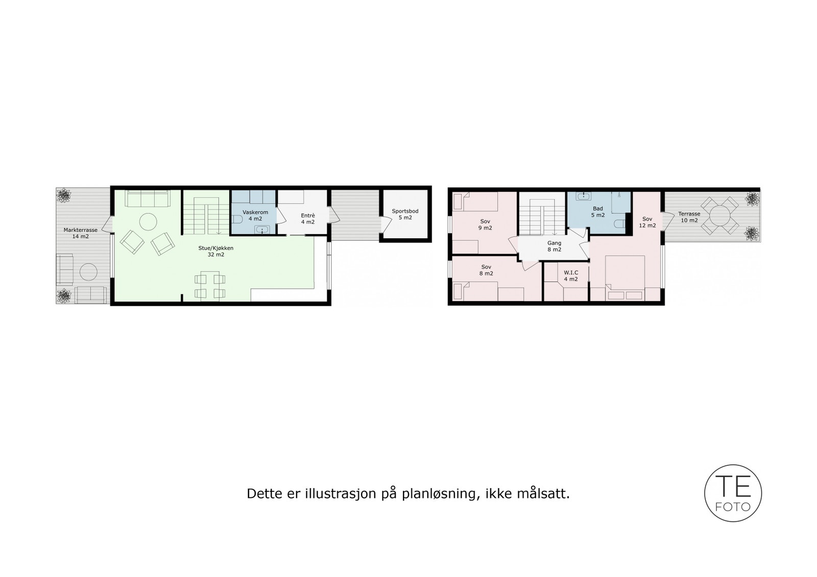 Alternativ 1 med 3 soverom Galleribilde