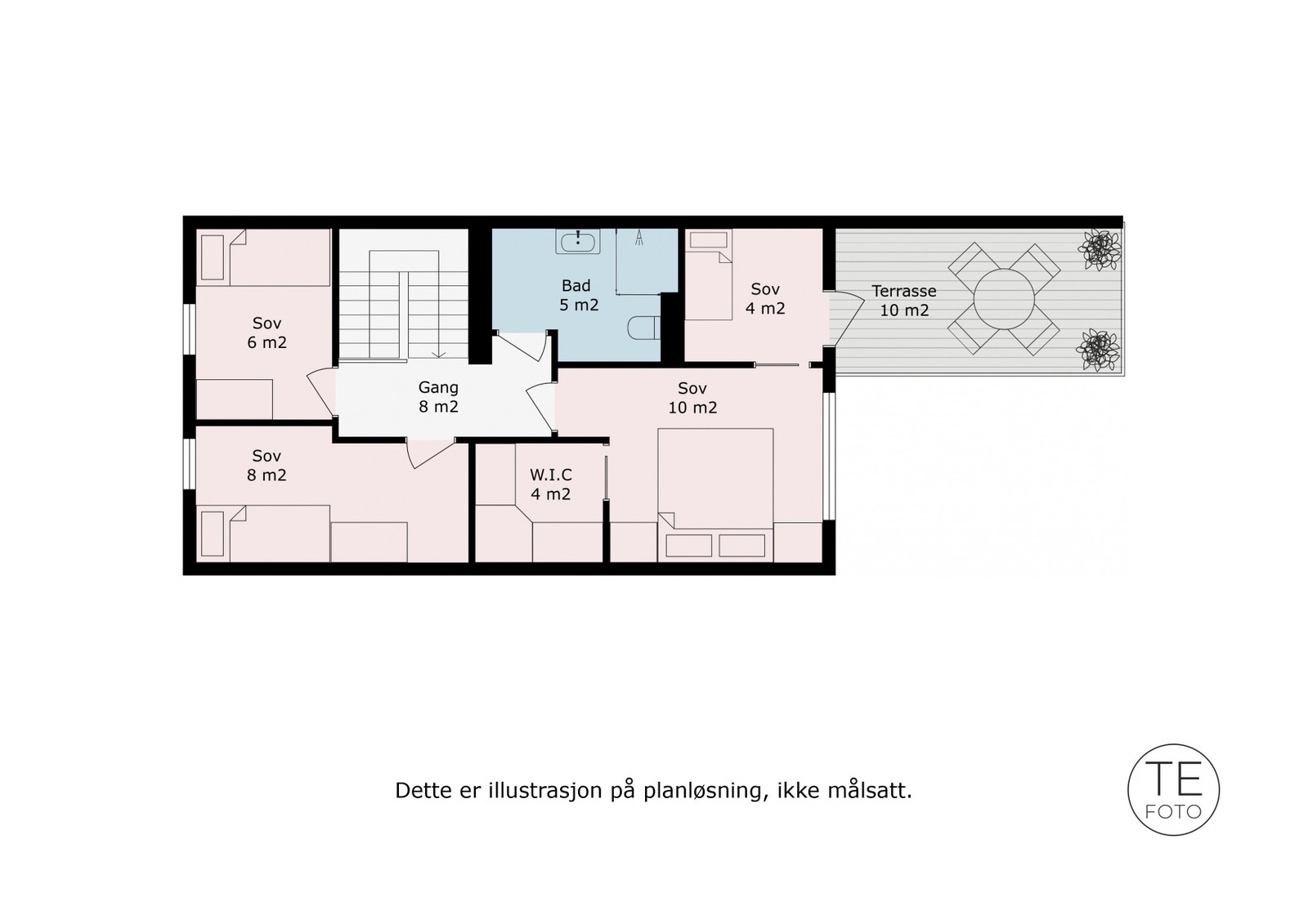 2. etasje. Alternatvi 2 med 4 soverom Galleribilde