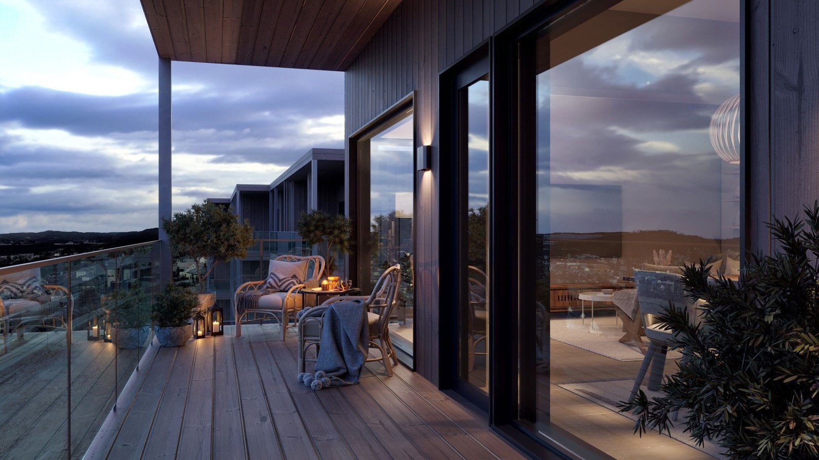 Leilighetene får store, solrike balkonger med fantastisk utsikt Galleribilde