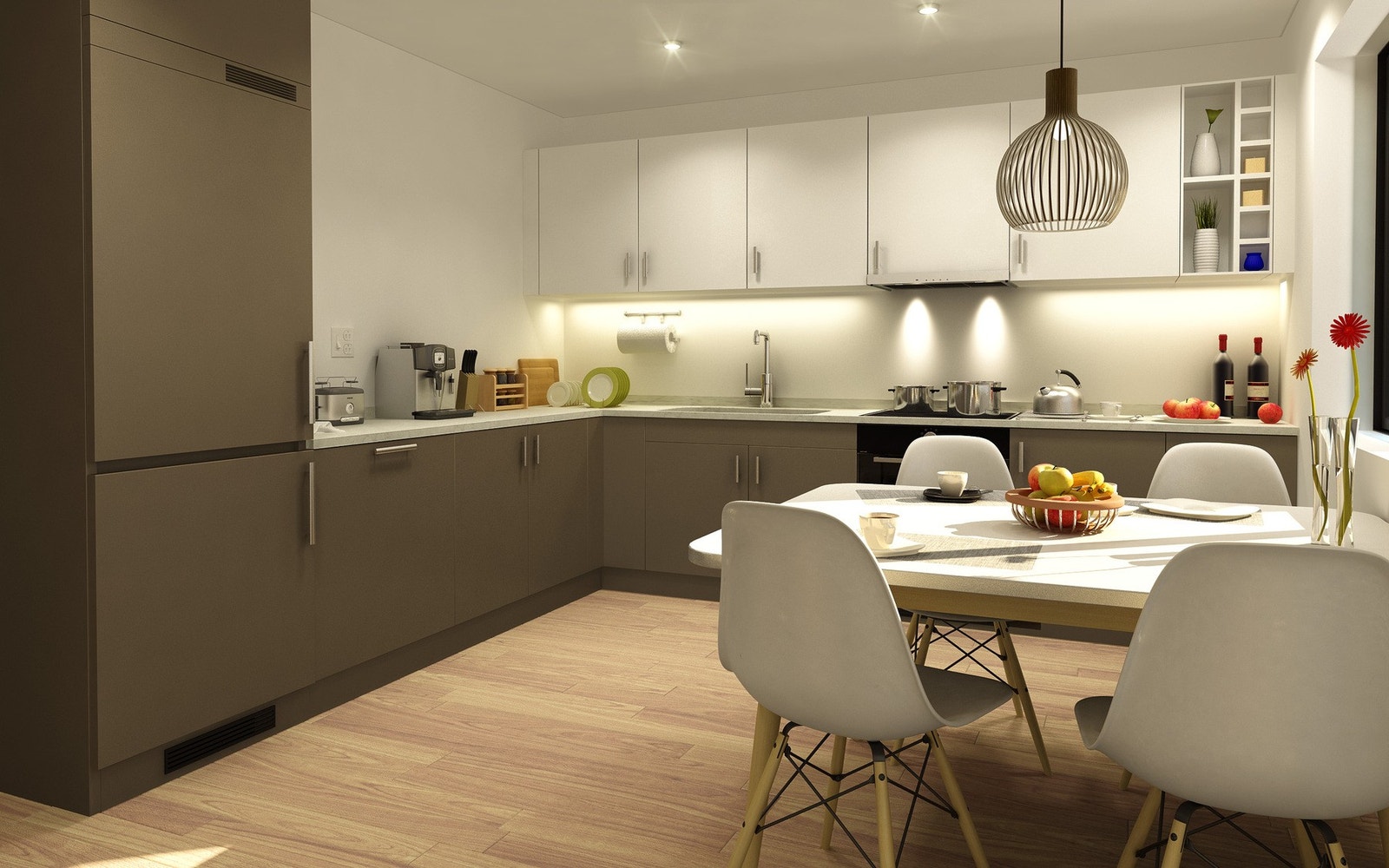 Flott kjøkken med integrerte hvitevarer Galleribilde