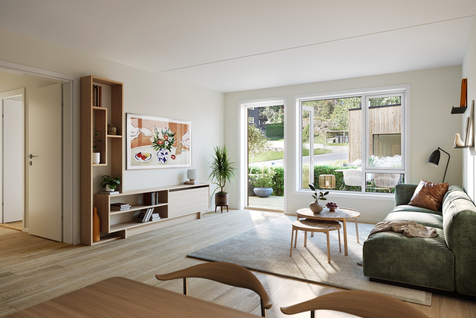 Lyst på vestvendt stue? Her får du store vinduer mot vest som gir gode lysforhold Galleribilde