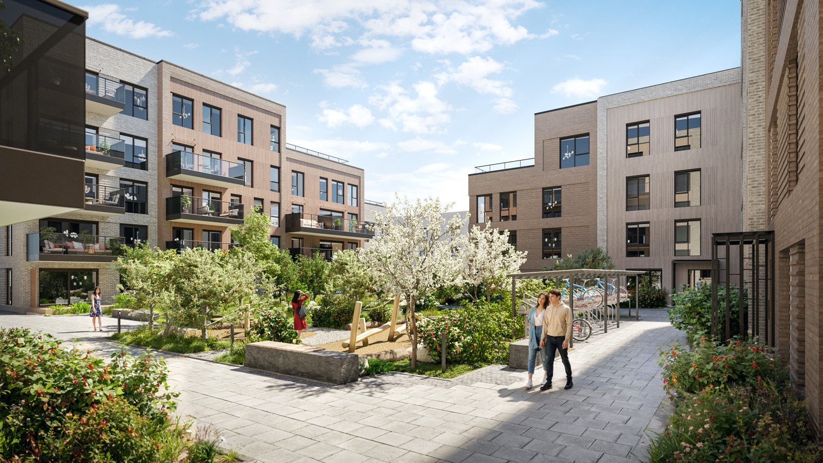 Hyggelig gårdsrom mellom bebyggelsen Galleribilde