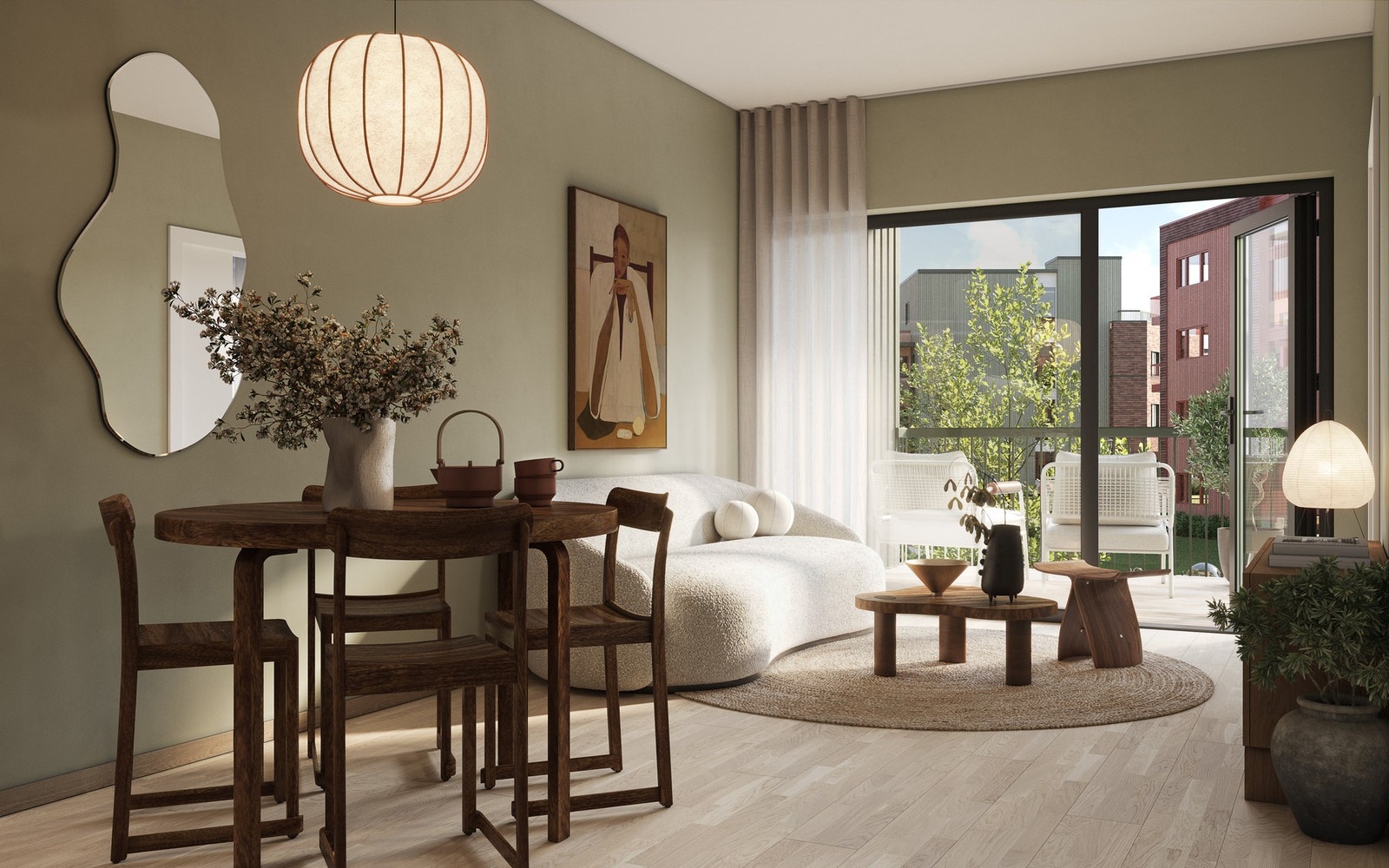 Alle leiligheter har en privat og herlig balkong. Det er for øvrig felles oppvarmet parkeringskjeller med privat sportsbod, sykkelparkering og p-plass*. Illustrasjon, avvik vil forekomme. Galleribilde