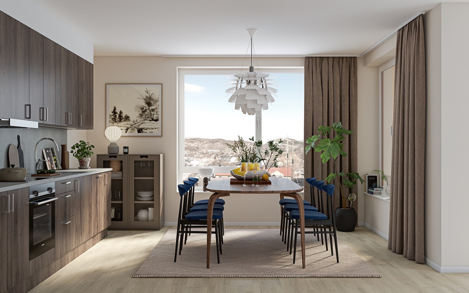 008_Kjøkkeninnredning tilbys med to ulike fronter, enten hvitt slett eller trøffelgrå eik fra Norema..jpg Galleribilde