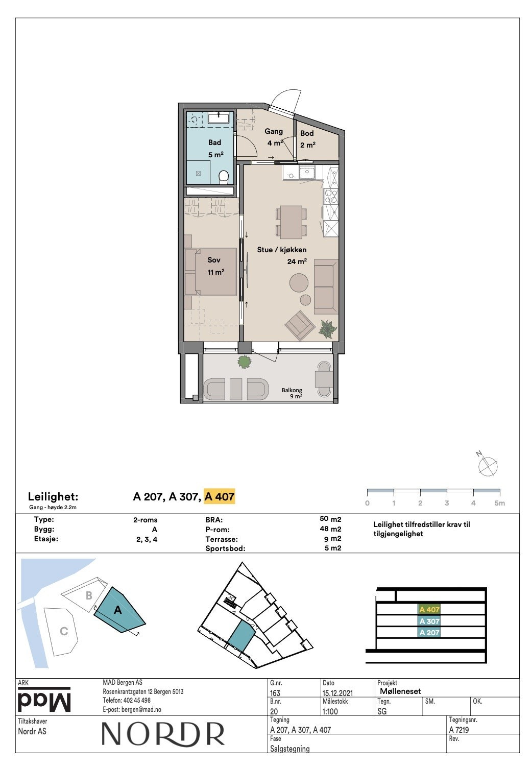 50 m2. 4. etg Balkong 9 m2. Galleribilde