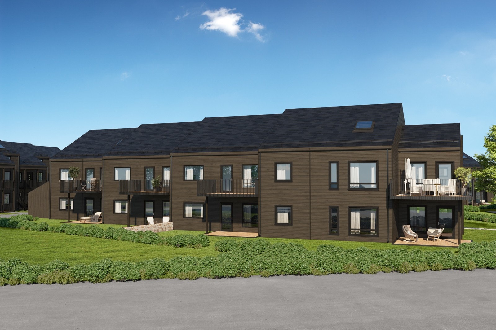 Bygg G - leiligheten ligger i 2. etasje, nr 3 fra høyre Galleribilde