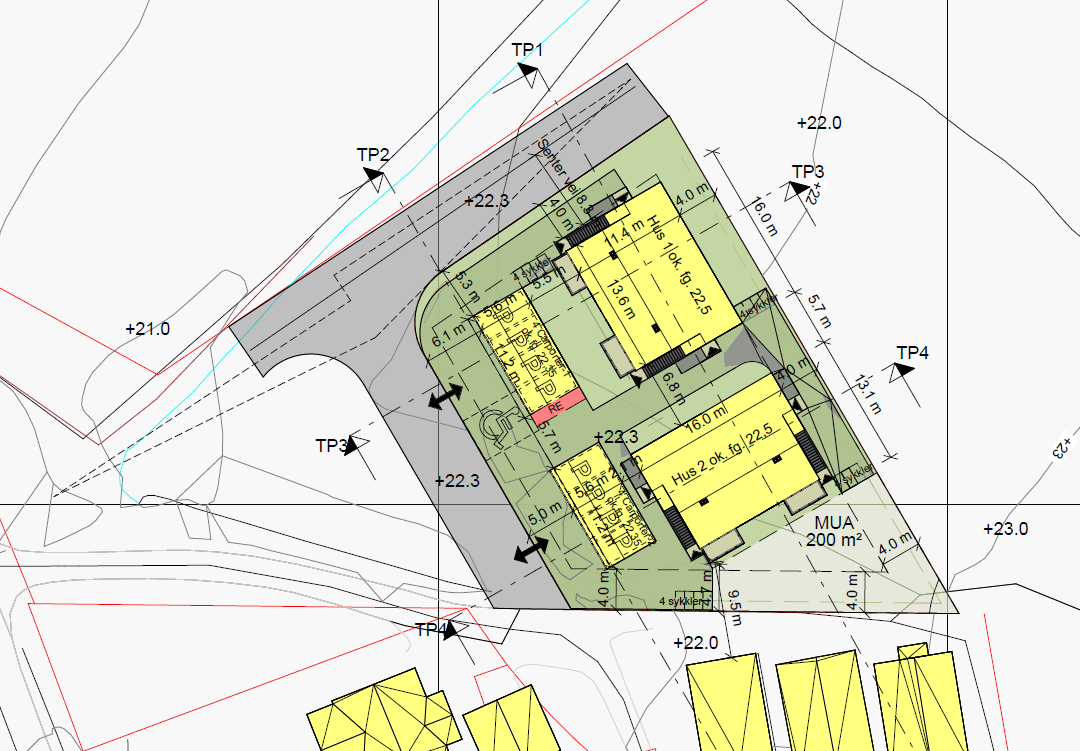 Situasjonsplan, Hus 1 som er for salg