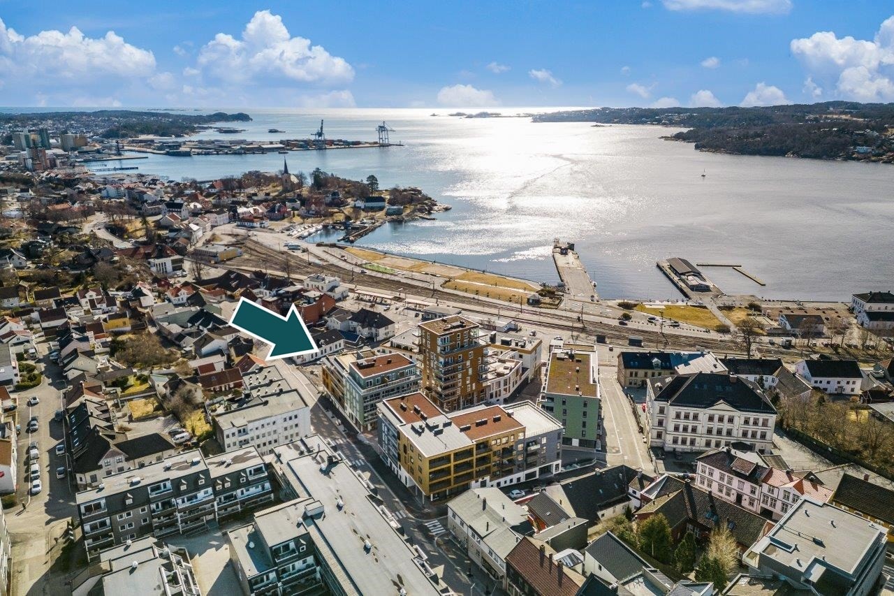 Prinsegata 14: Dronebilde fra Grandkvartalet pr april 2024. Galleribilde