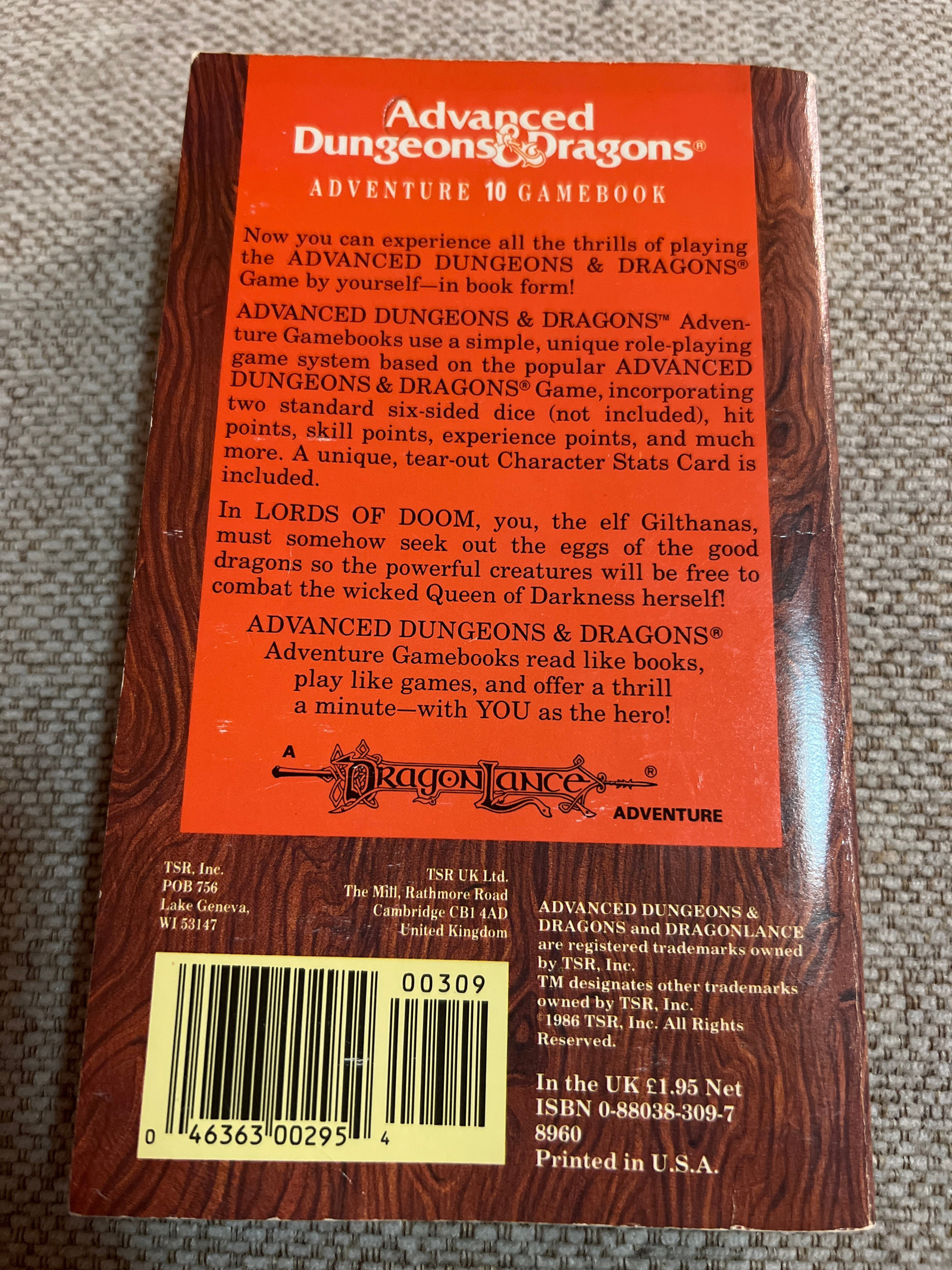 Lords of Doom Advanced Dungeons and outlet Dragons Adventure Gamebook 10 Douglas Niles